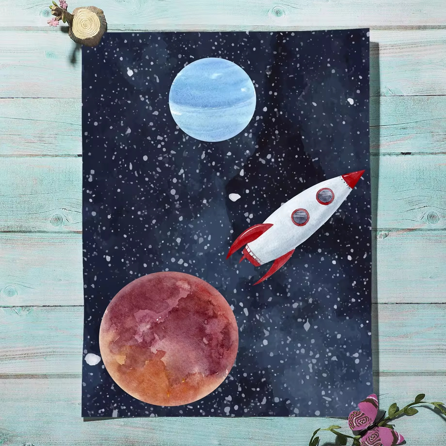 Space Astronaut Planet Rocket  - Baby Nursery Mirror avis et prix