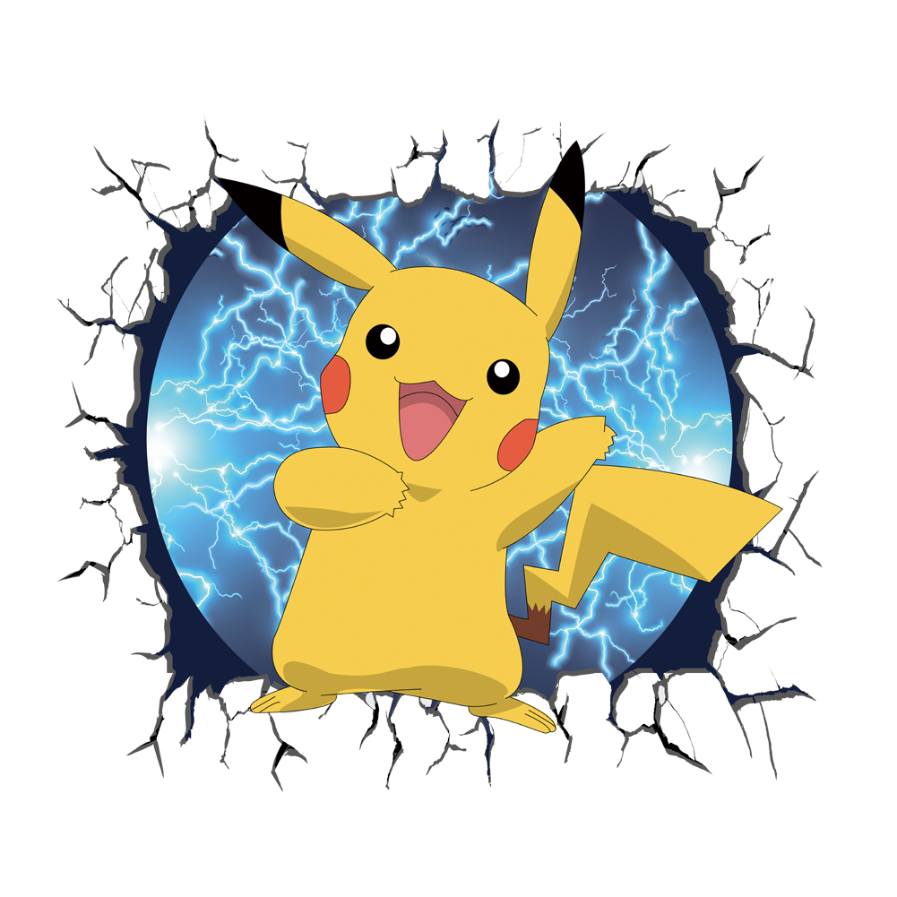 3D Broken Wall Cartoon Pikachu - Baby Nursery Wall Decals avis et prix