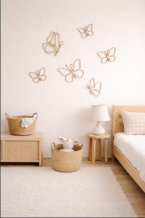 Set of 6 Wooden Wall Butterfli - Baby Nursery Accessories avis et prix