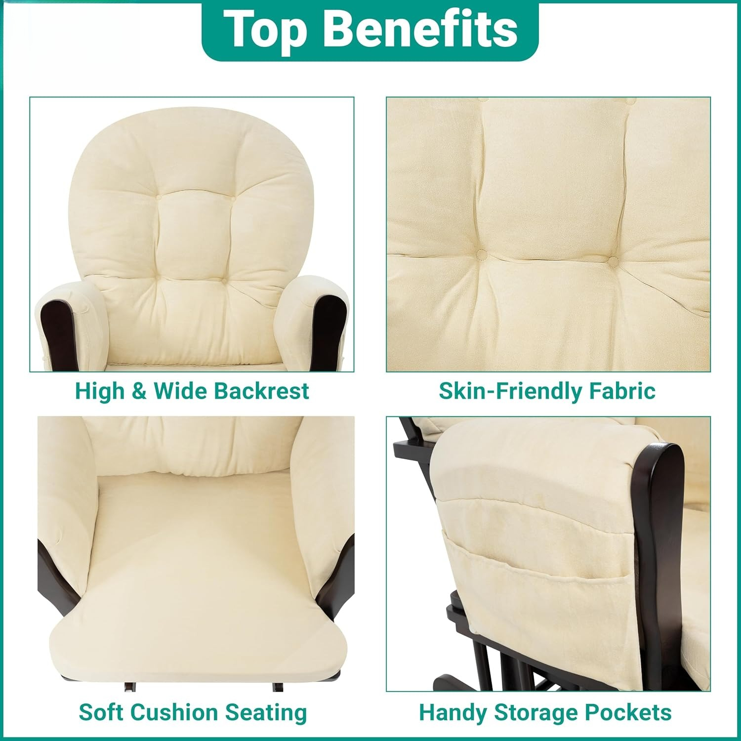 Upholstered Indoor Glider Rock - Baby Nursery Ottoman avis et prix