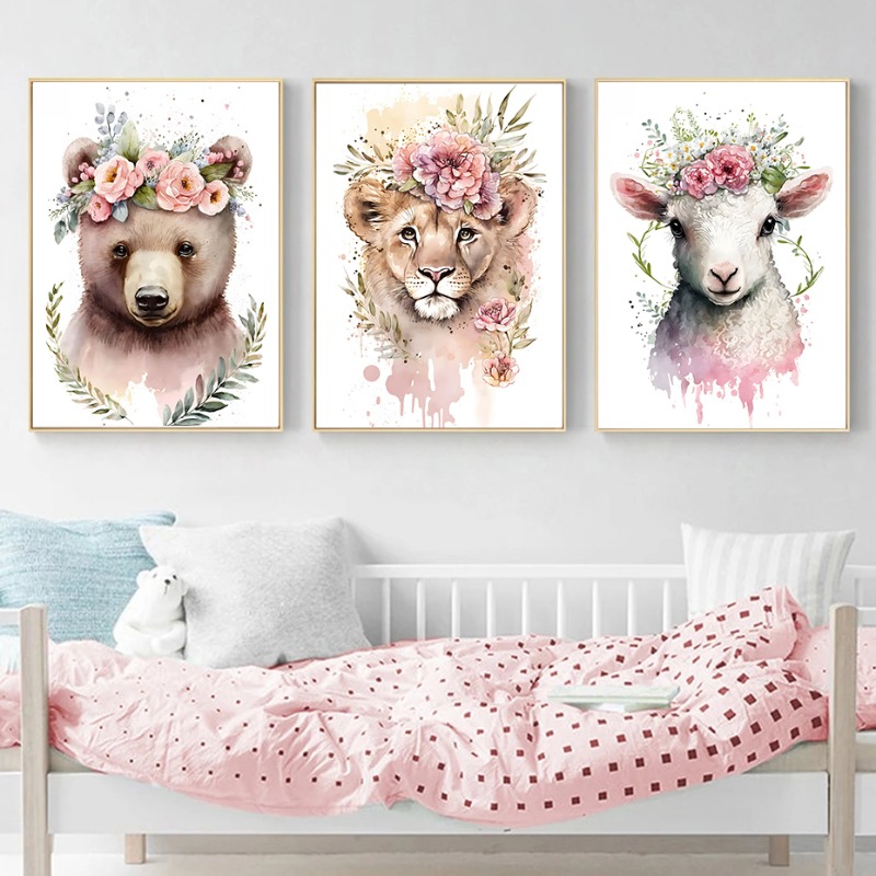 Watercolor Cute Baby Animals w - Baby Nursery Animal Prints avis et prix