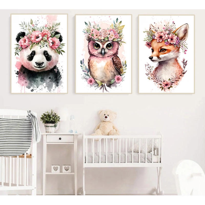 Watercolor Cute Baby Animals w - Baby Nursery Animal Prints avis et prix