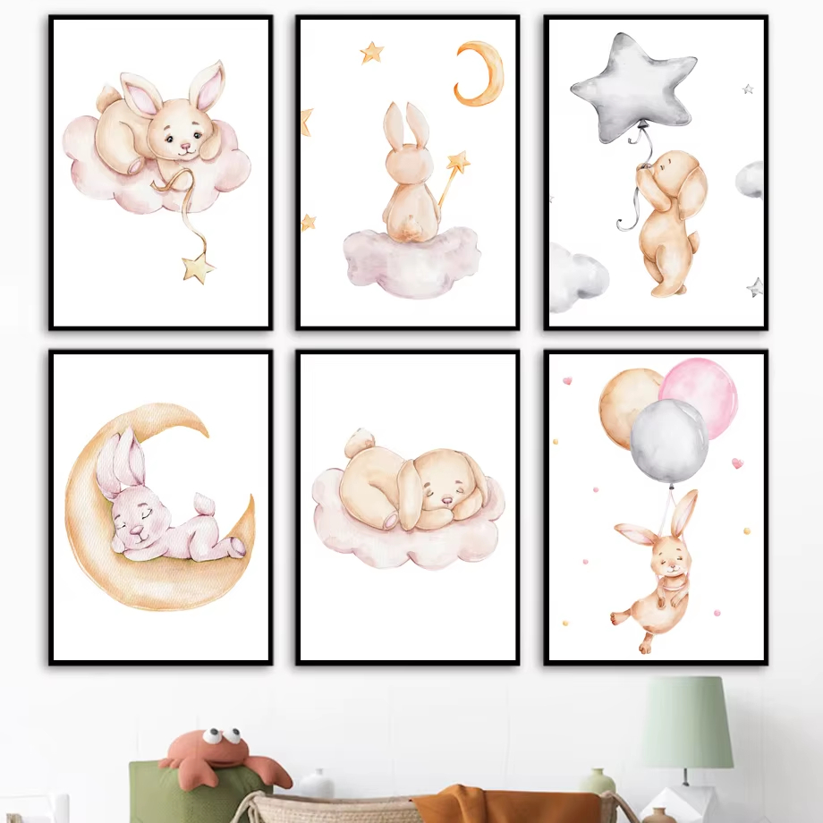 Cute Watercolor Rabbit Moon St - Baby Nursery Mirror avis et prix