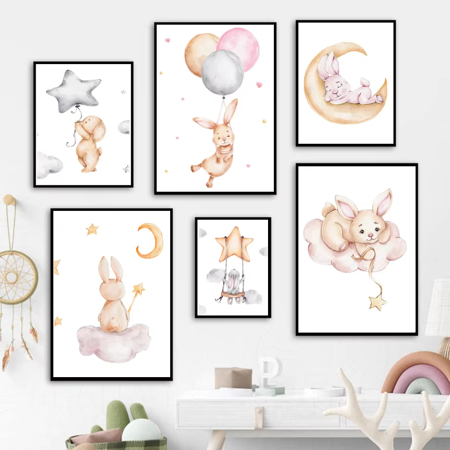 Cute Watercolor Rabbit Moon St - Baby Nursery Mirror avis et prix