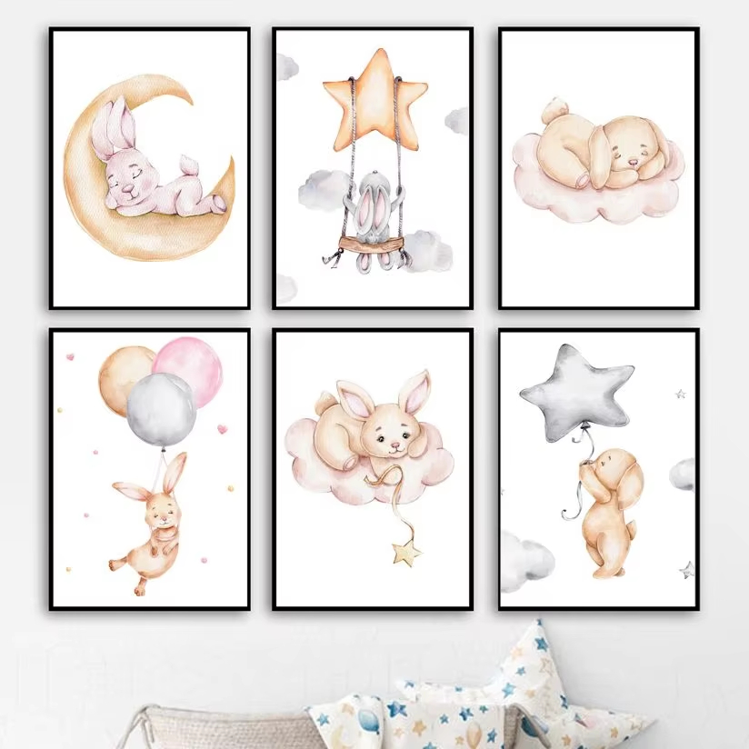 Cute Watercolor Rabbit Moon St - Baby Nursery Mirror avis et prix