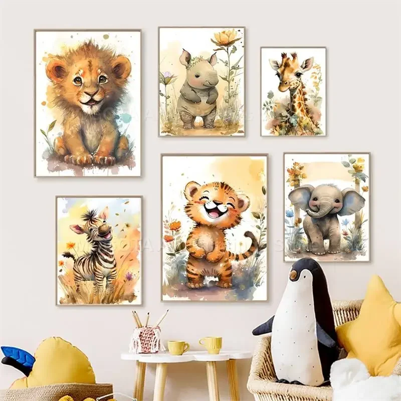 Watercolor Lion Giraffe Tiger  - Baby Nursery Prints avis et prix