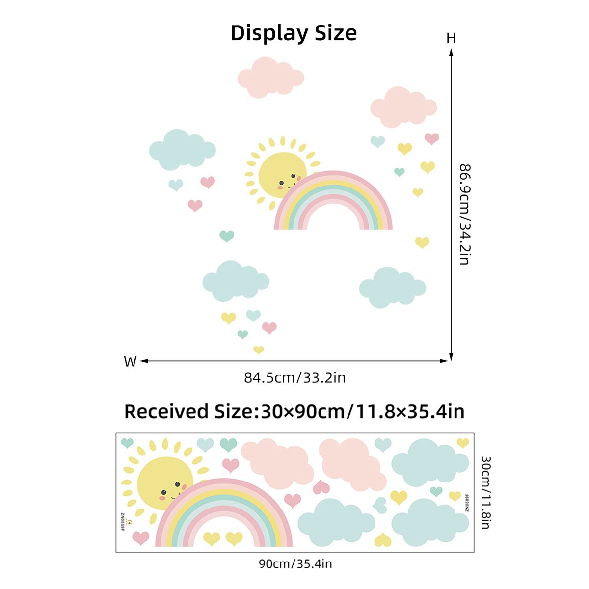 Cartoon Sun Rainbow Clouds Wal - Baby Nursery Accessories avis et prix