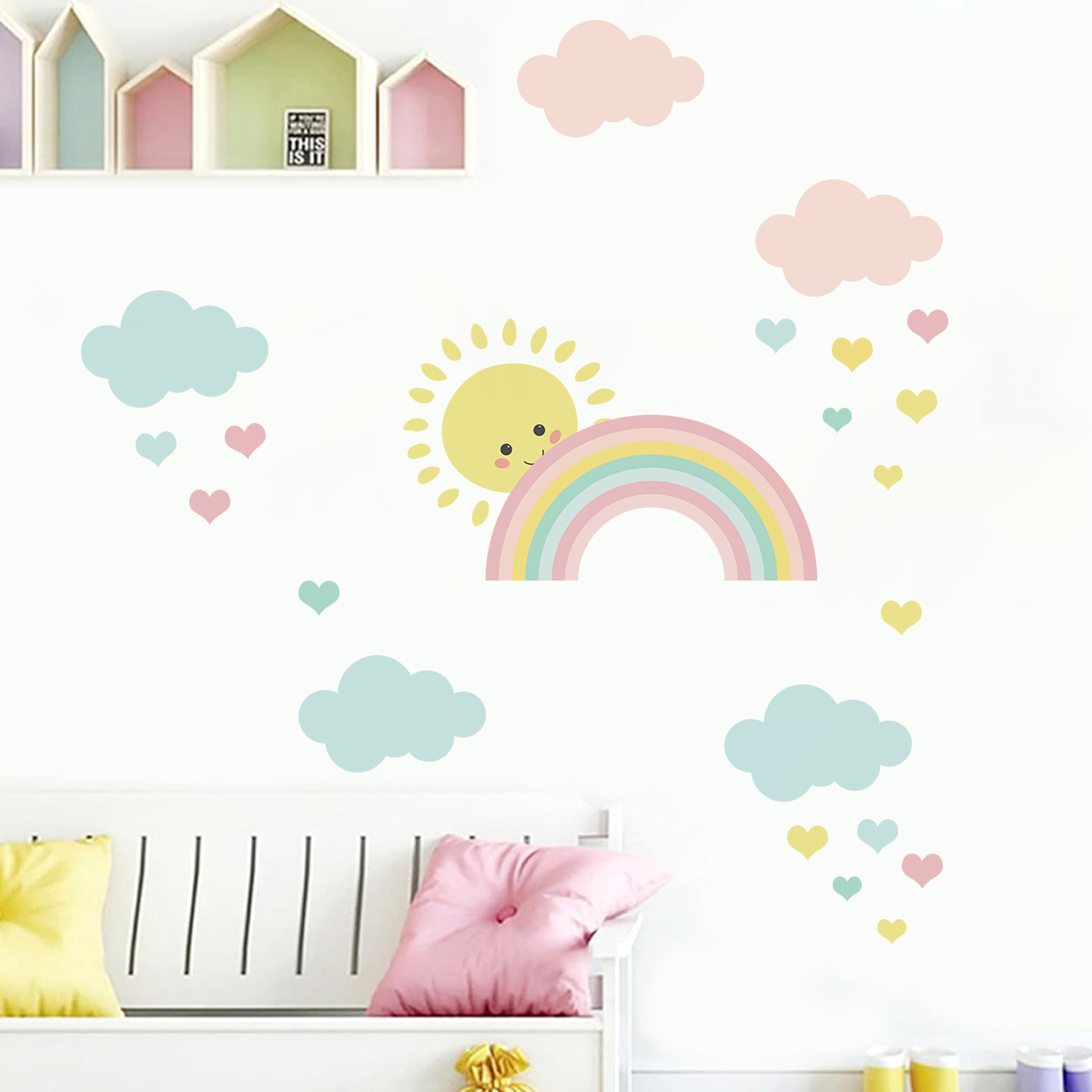Cartoon Sun Rainbow Clouds Wal - Baby Nursery Accessories avis et prix