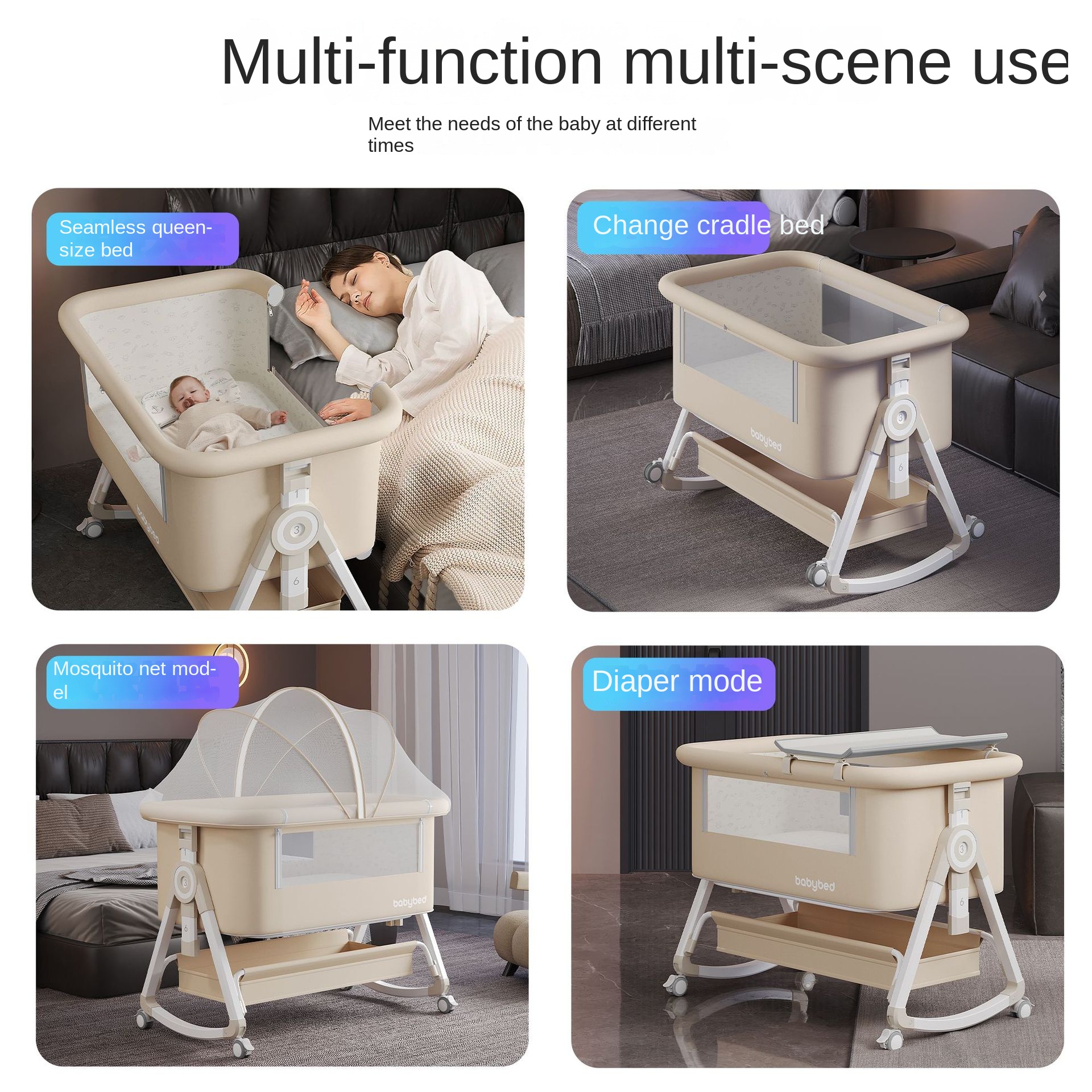 Baby Crib , Portable and Adjus - Baby Nursery Trolley avis et prix