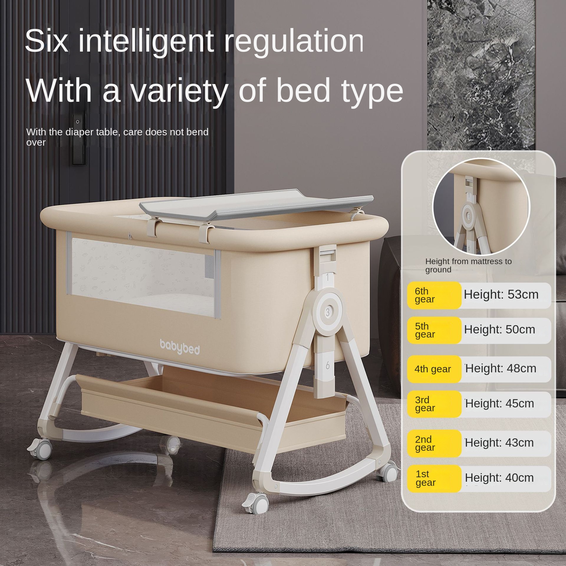 Baby Crib , Portable and Adjus - Baby Nursery Trolley avis et prix