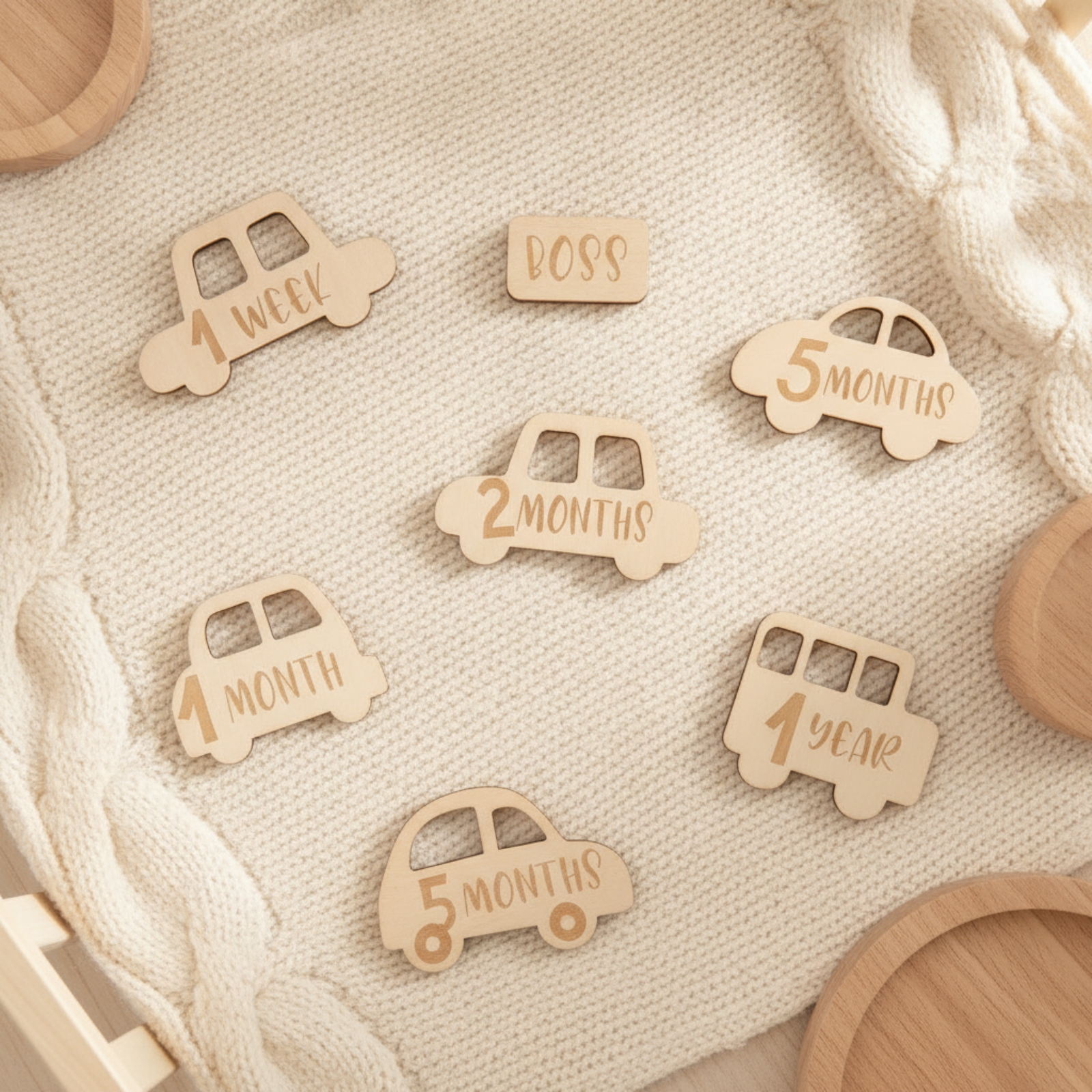 Wooden Car Milestone Plaque Na - Baby Nursery Gender Neutral avis et prix