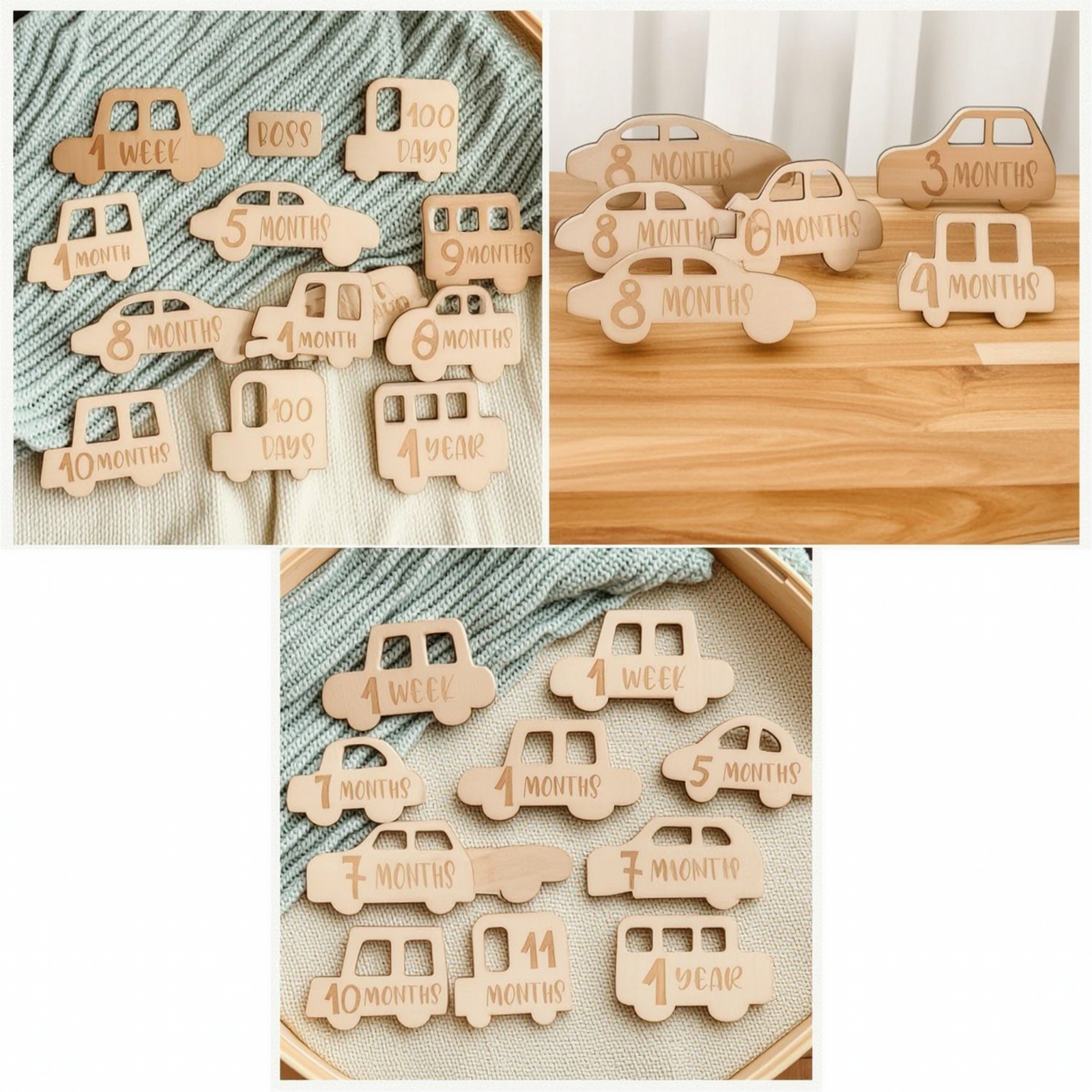 Wooden Car Milestone Plaque Na - Baby Nursery Gender Neutral avis et prix