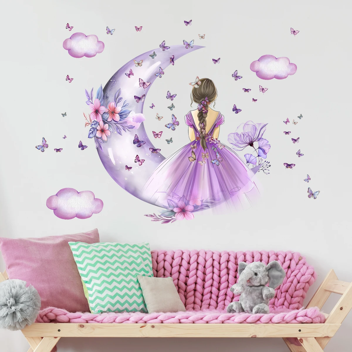 Girl Moon Butterflies Wall Sti - Baby Nursery Ideas Girl avis et prix