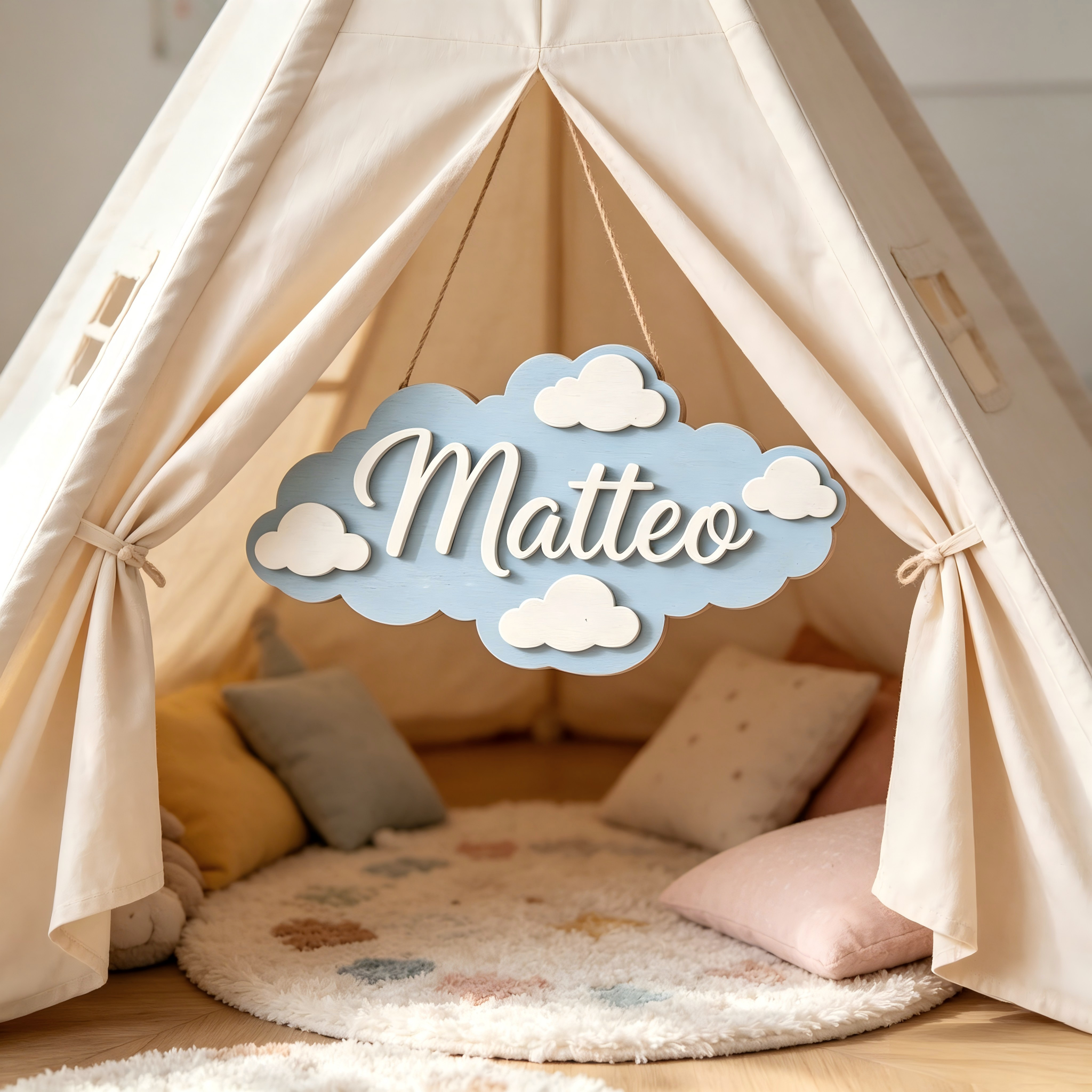1Pc Custom Light blue clouds W - Baby Nursery Baby avis et prix