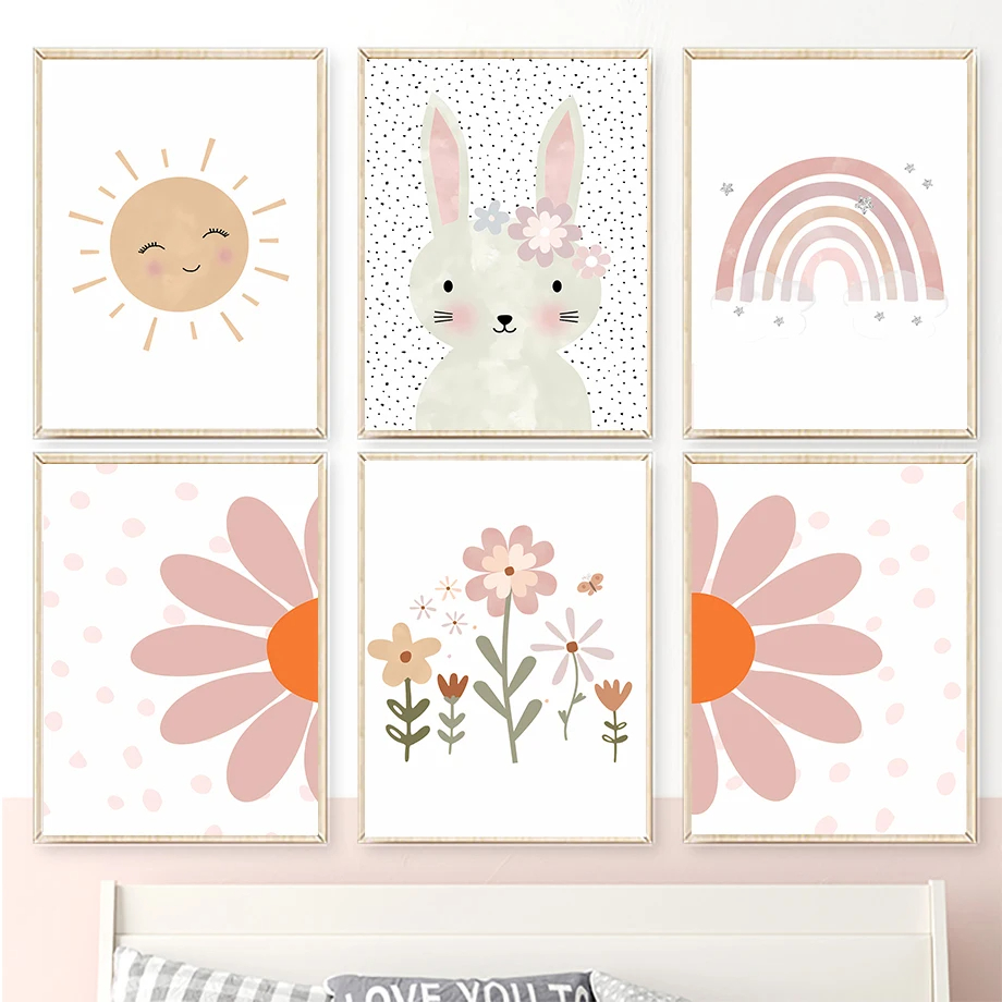 Boho Rabbit Flower Sun Rainbow - Baby Nursery Mirror avis et prix