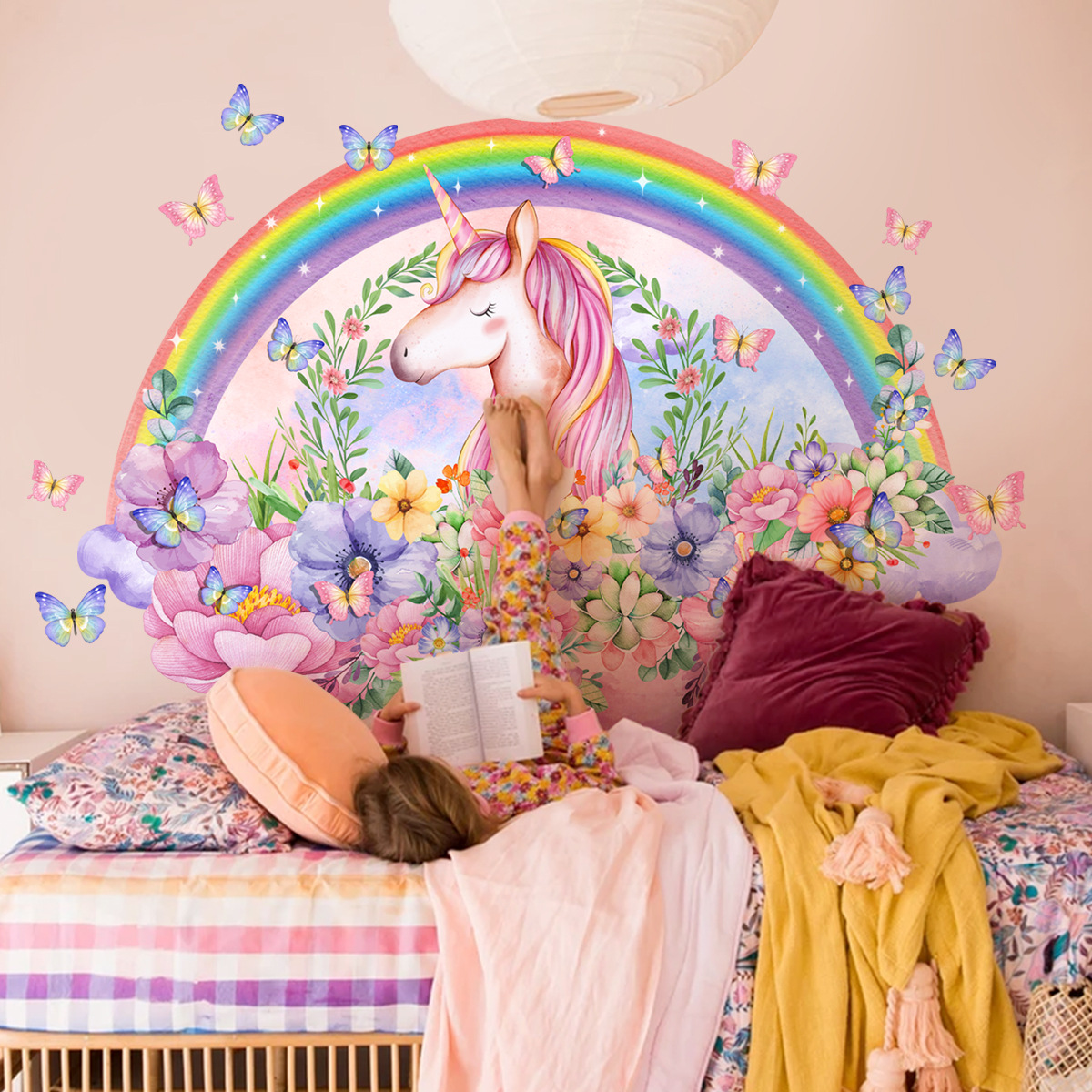 Large Unicorn Vinyl Child Wall - Baby Nursery Ideas Girl avis et prix