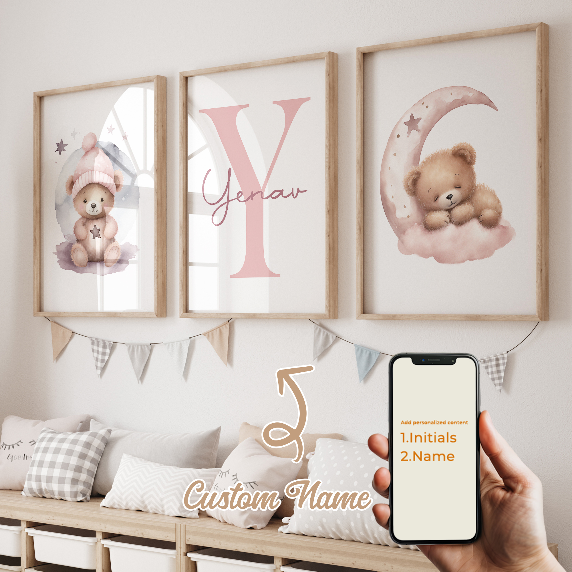 3pcs Personalized Custom Name  - Baby Nursery Prints avis et prix