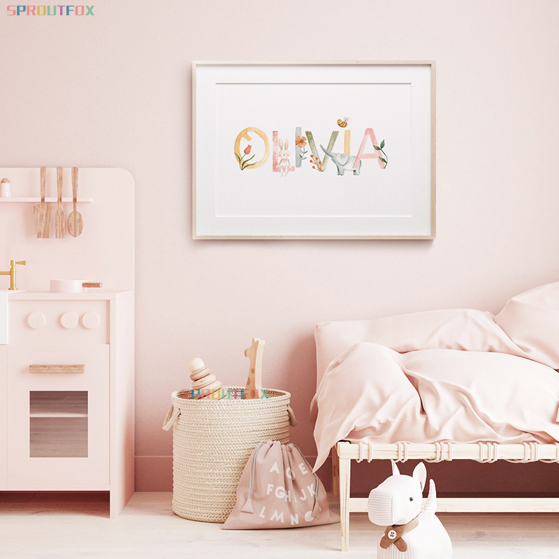 Nursery Canvas Painting Name C - Baby Nursery Animal Prints avis et prix