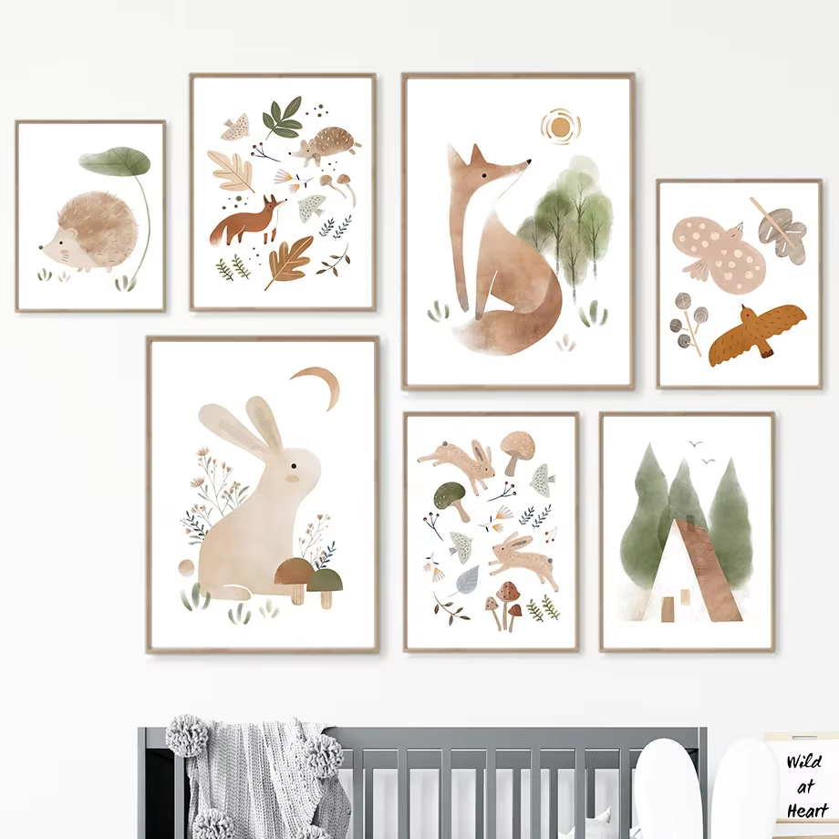 Boho Rabbit Fox Hedgehog Bird  - Baby Nursery Mirror avis et prix