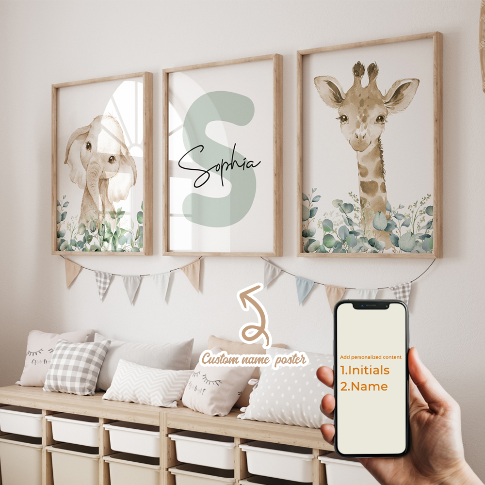 3pcs Personalized Custom Name  - Baby Nursery Prints avis et prix