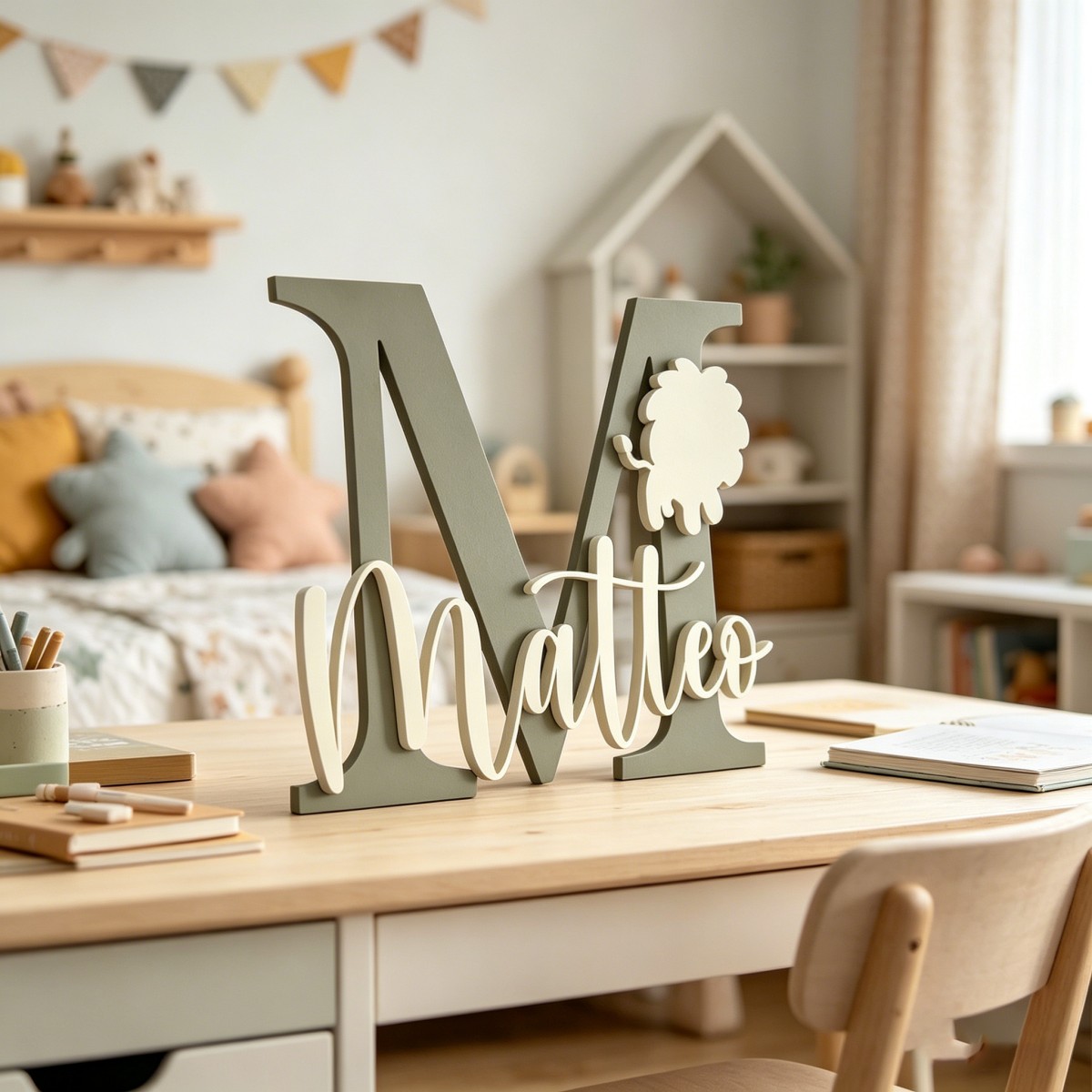 1Pc Custom Lion Name & Initial - Baby Nursery Baby avis et prix