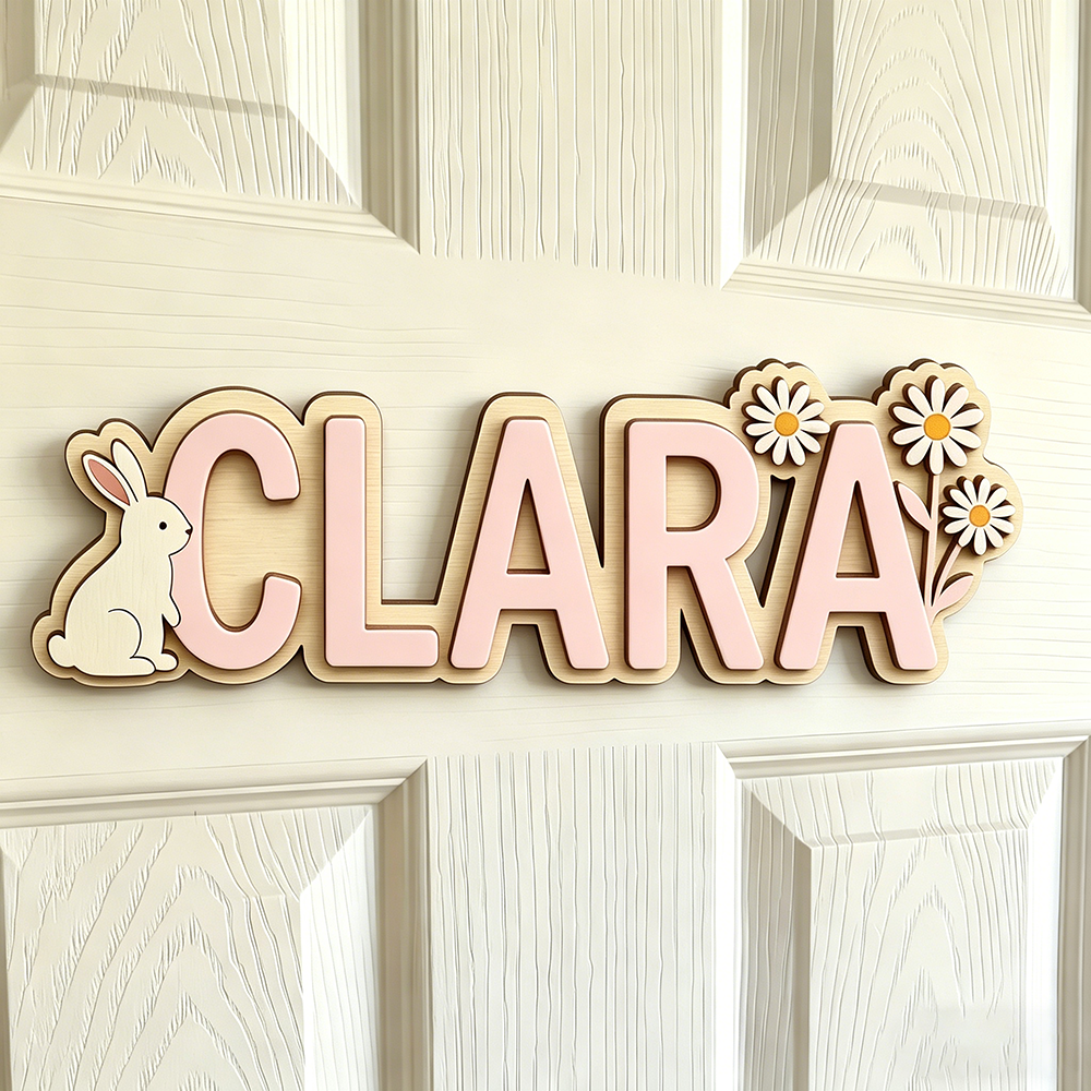 Custom Bunny & Daisy Kids Name - Baby Nursery Baby avis et prix