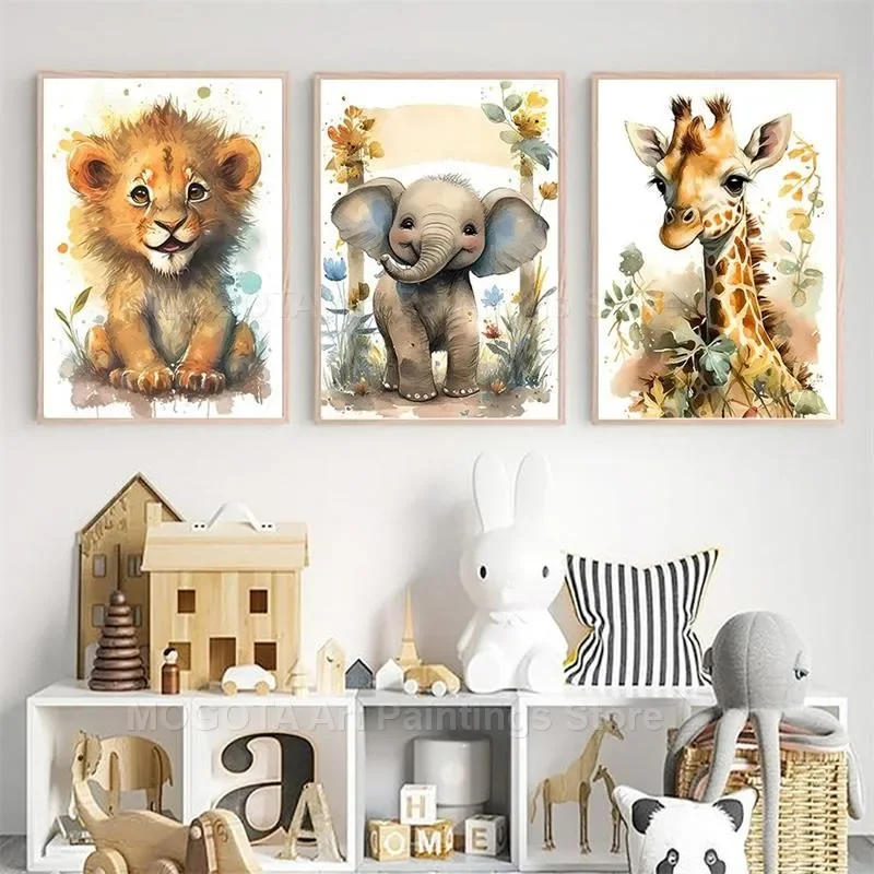 Watercolor Lion Giraffe Tiger  - Baby Nursery Animal Prints avis et prix