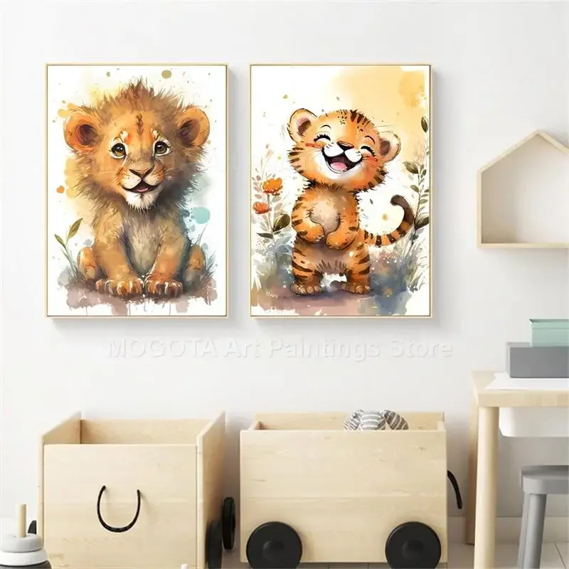 Watercolor Lion Giraffe Tiger  - Baby Nursery Animal Prints avis et prix