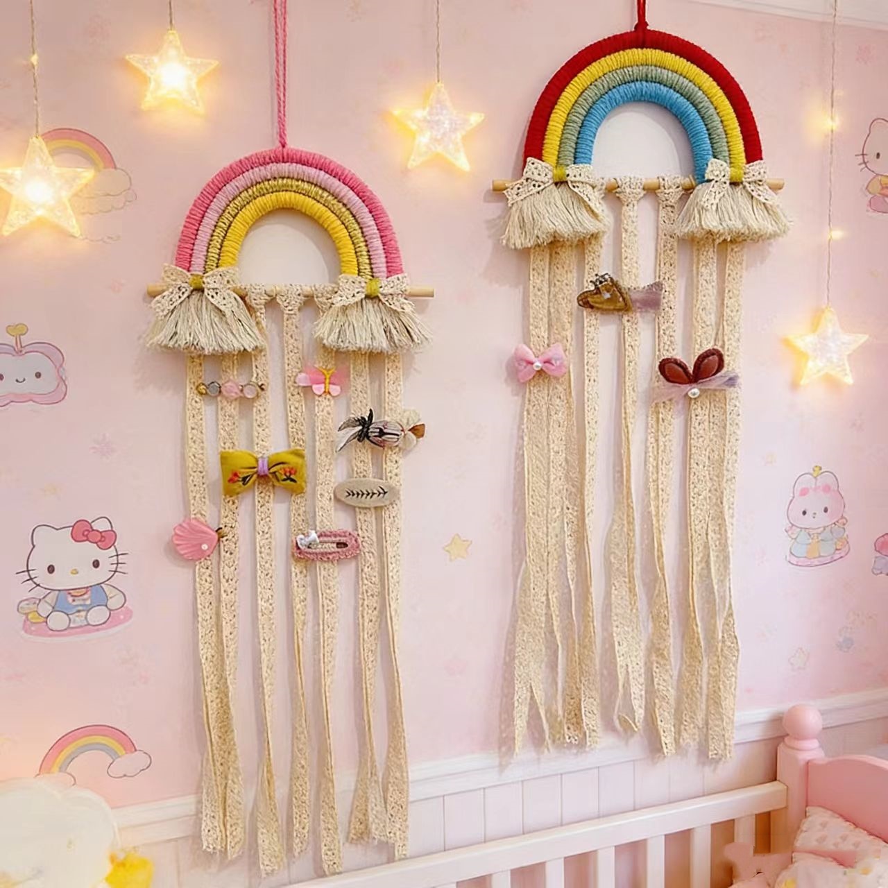 Rainbow Macrame Hair Bows Hold - Baby Nursery Ideas Girl avis et prix