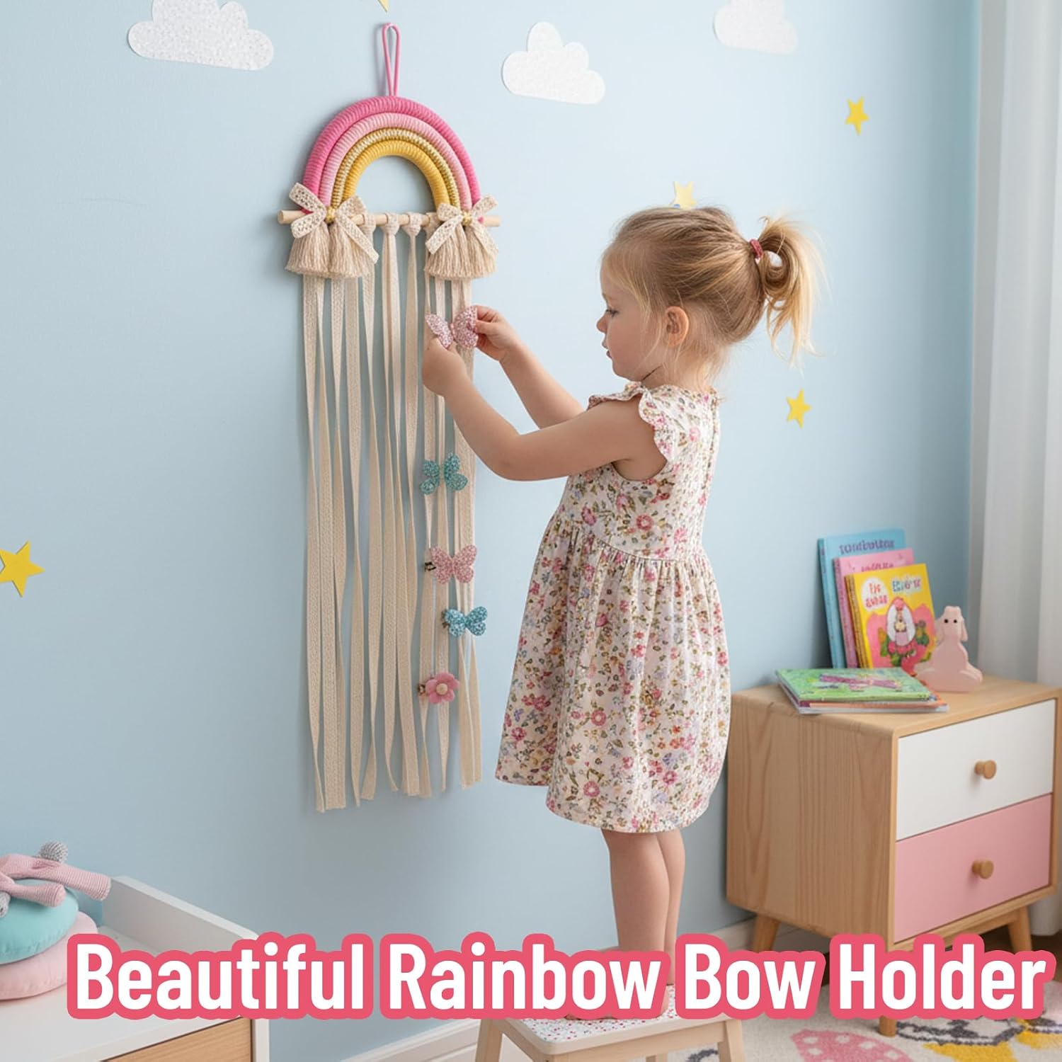 Rainbow Macrame Hair Bows Hold - Baby Nursery Ideas Girl avis et prix