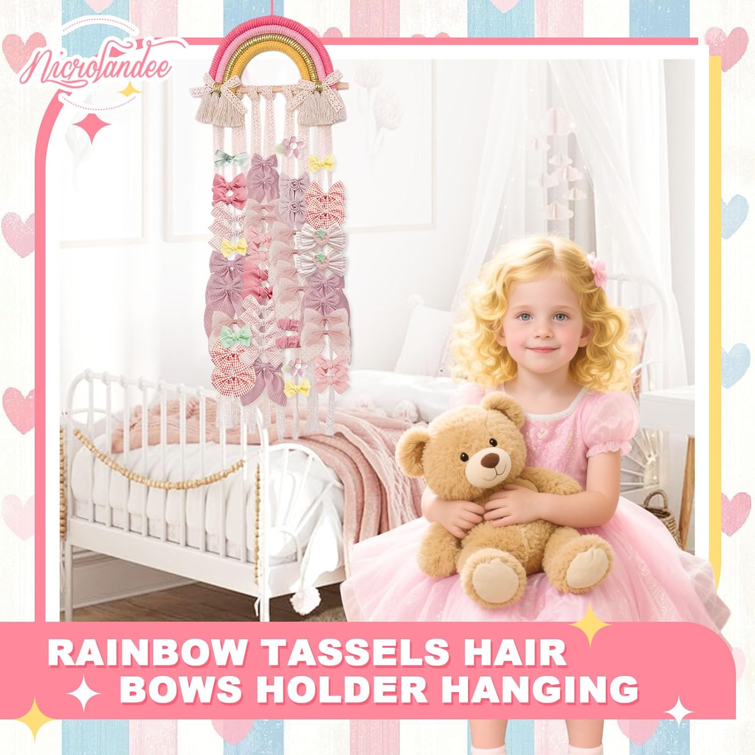 Rainbow Macrame Hair Bows Hold - Baby Nursery Ideas Girl avis et prix