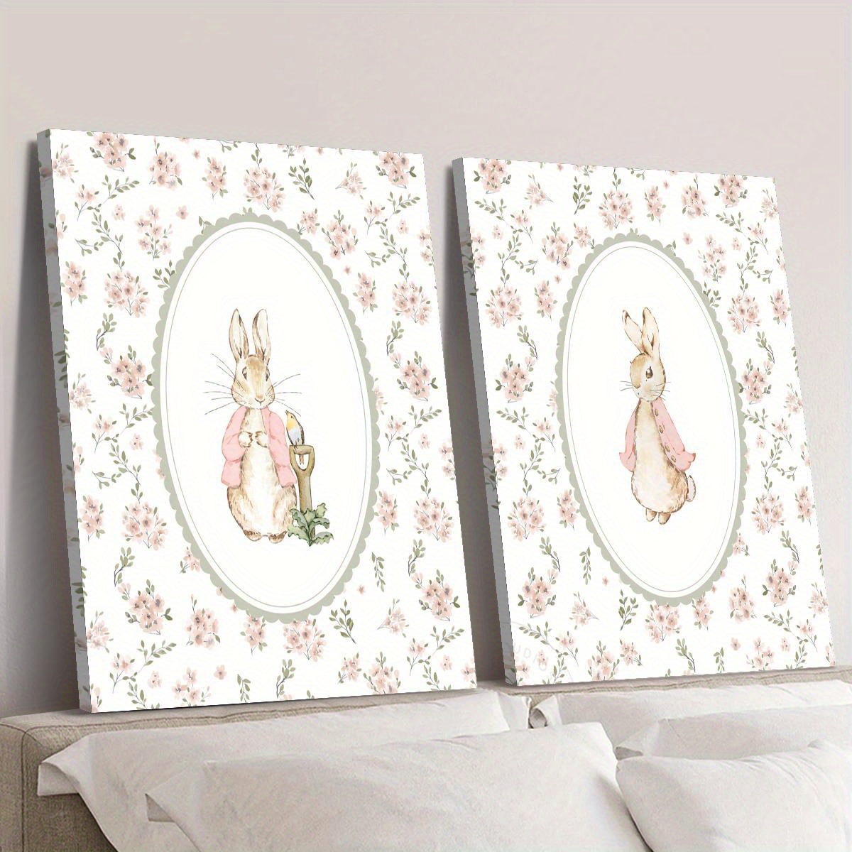 2pcs Retro Easter Rabbit Canva - Baby Nursery Prints avis et prix