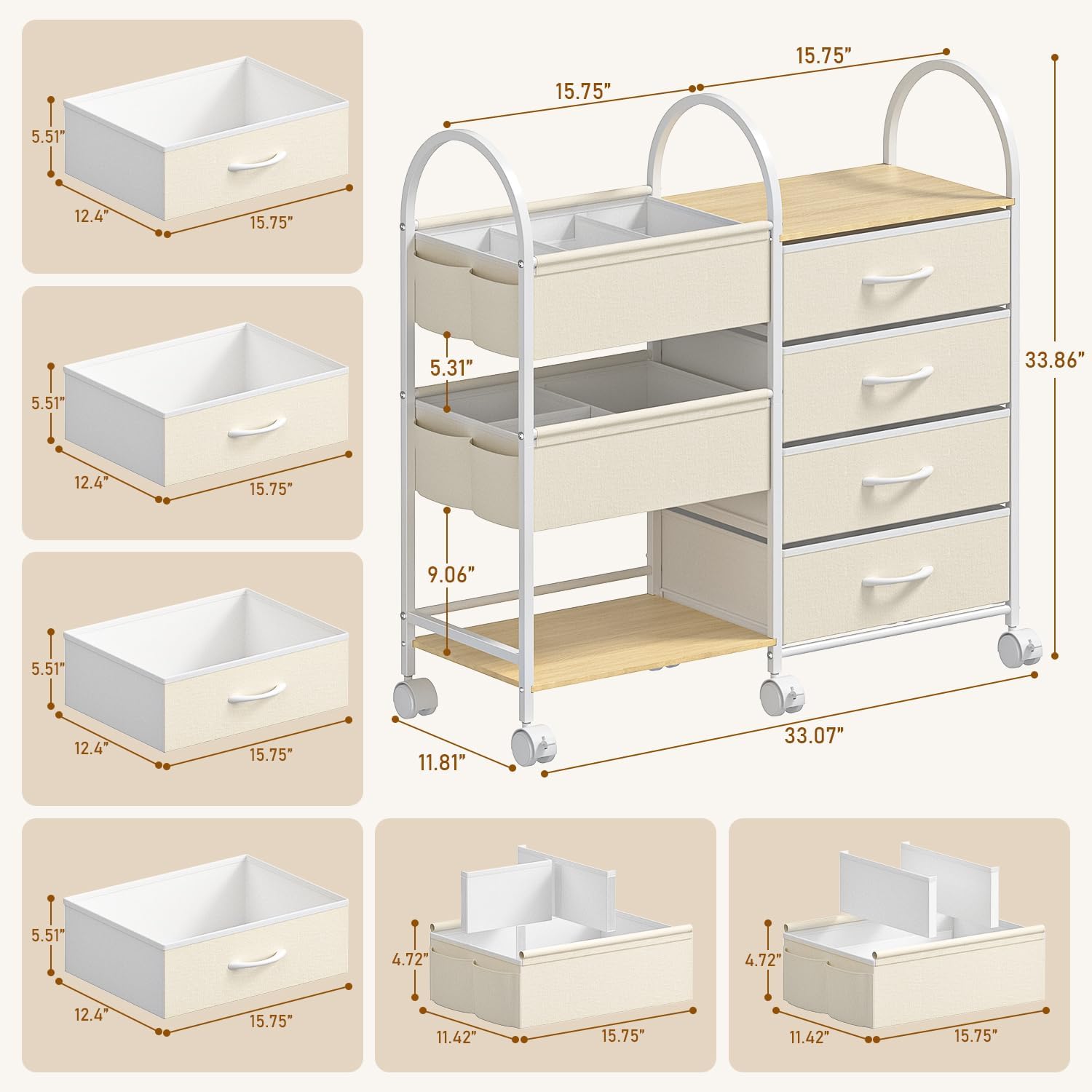 4-Tier Rolling Utility Cart wi - Baby Nursery Utility Cart avis et prix