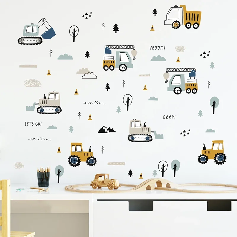 Hand Drawn Cute Cars Cargo Tru - Baby Nursery Wall Decals avis et prix