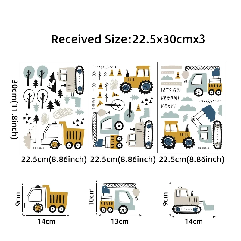 Hand Drawn Cute Cars Cargo Tru - Baby Nursery Wall Decals avis et prix