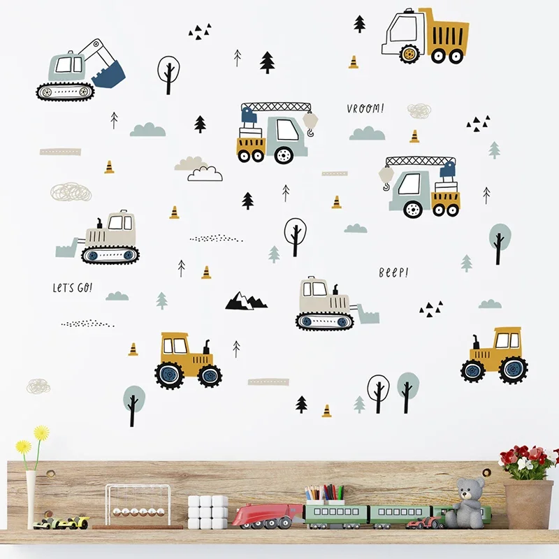 Hand Drawn Cute Cars Cargo Tru - Baby Nursery Wall Decals avis et prix