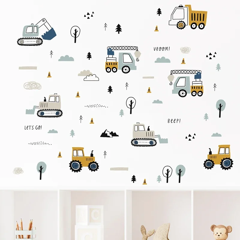 Hand Drawn Cute Cars Cargo Tru - Baby Nursery Wall Decals avis et prix
