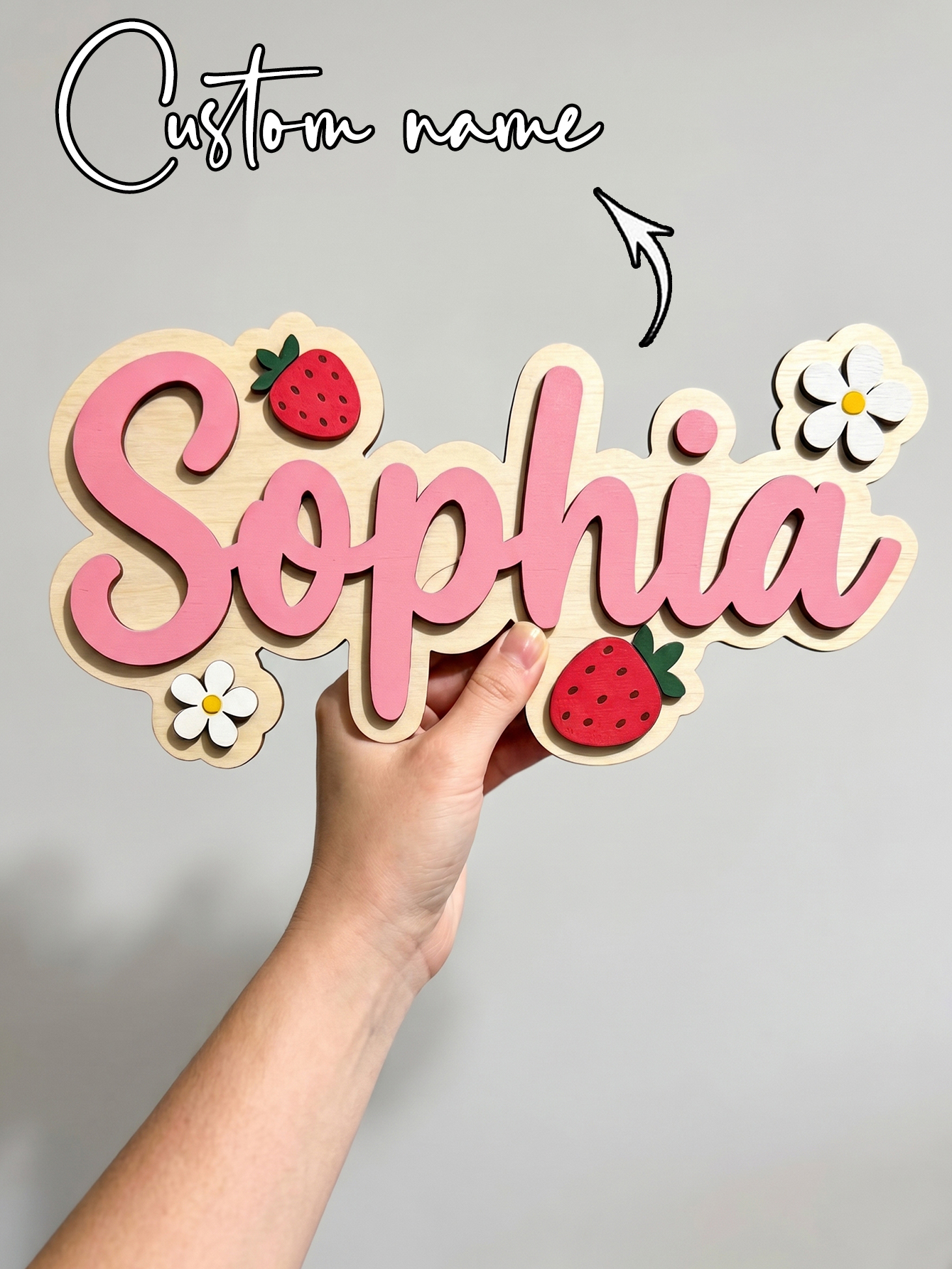 Custom Name Strawberry Daisy W - Baby Nursery Wall Decor avis et prix