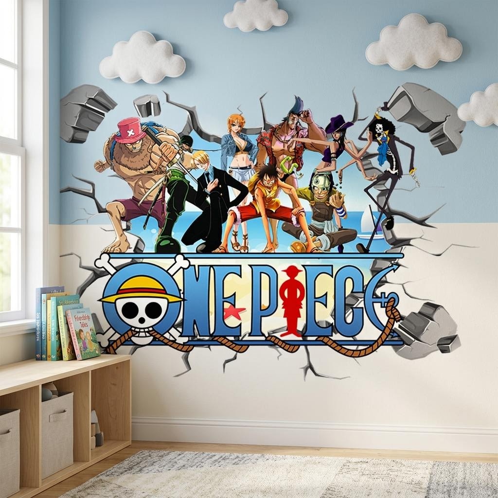 Cartoon One Piece Luffy 3D Wal - Baby Nursery Wall Decals avis et prix