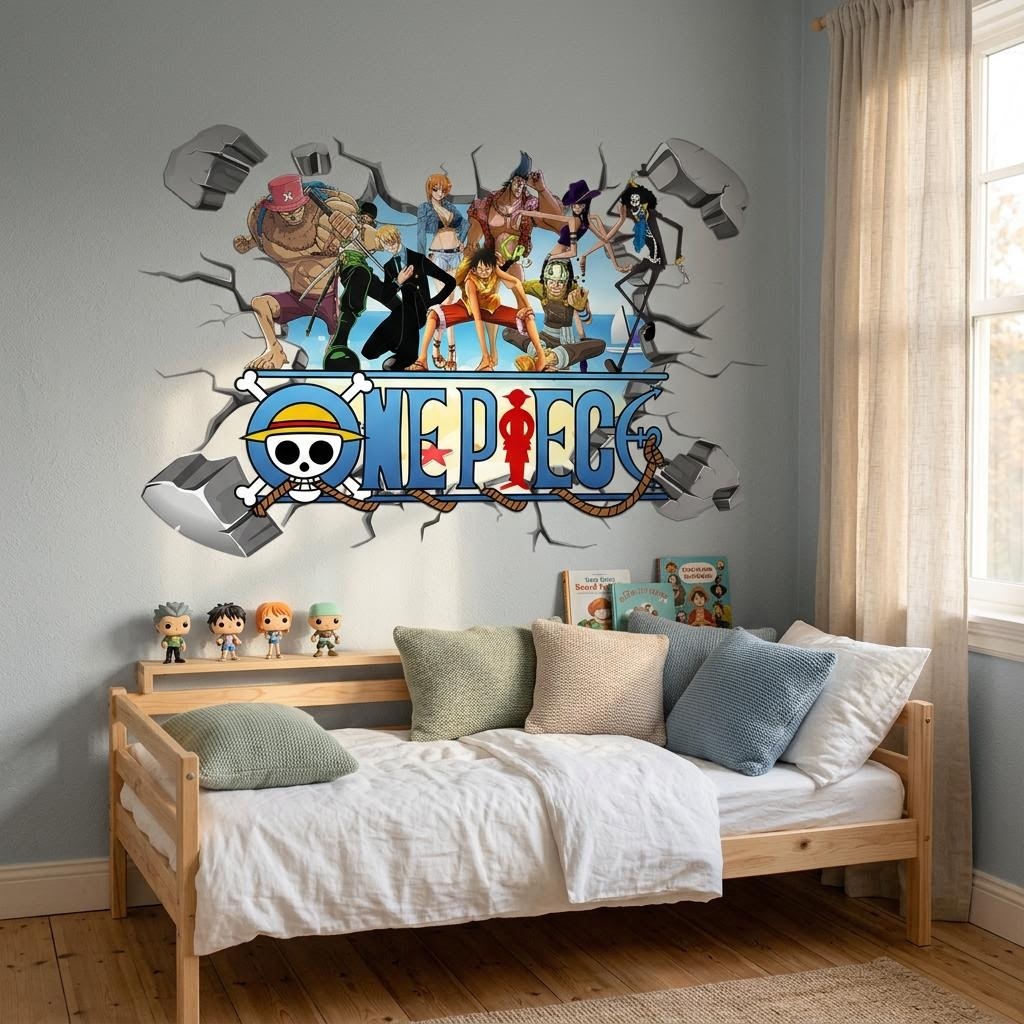 Cartoon One Piece Luffy 3D Wal - Baby Nursery Wall Decals avis et prix