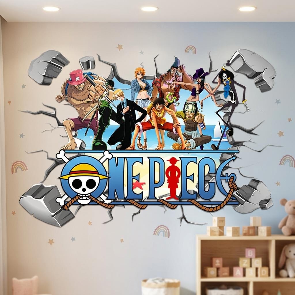 Cartoon One Piece Luffy 3D Wal - Baby Nursery Wall Decals avis et prix