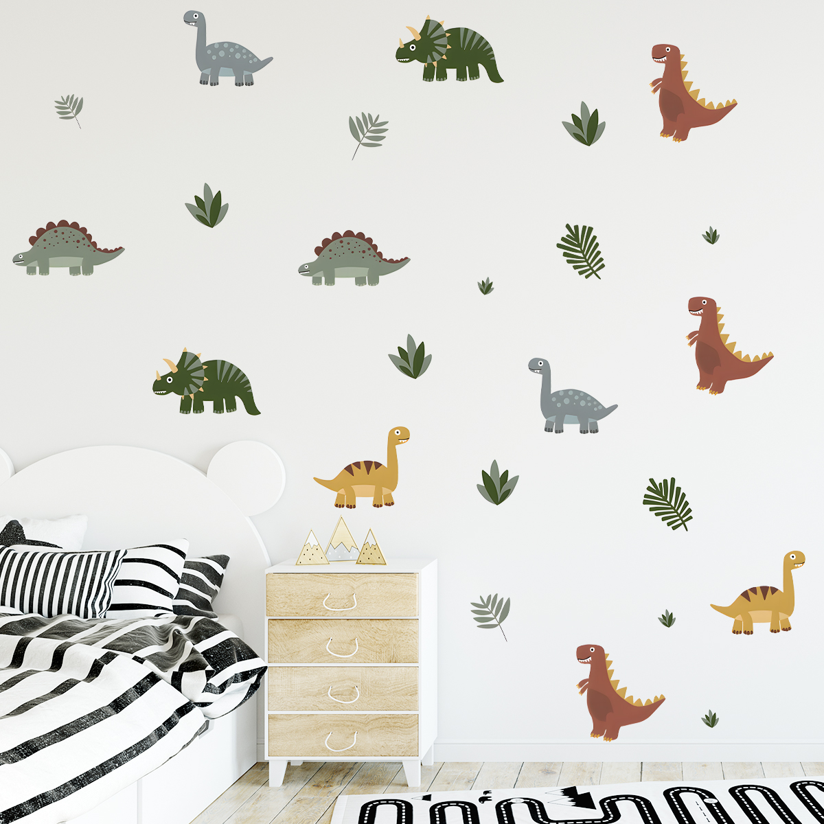 Cartoon Cute Dinosaur Leaf Ani - Baby Nursery Wall Decals avis et prix