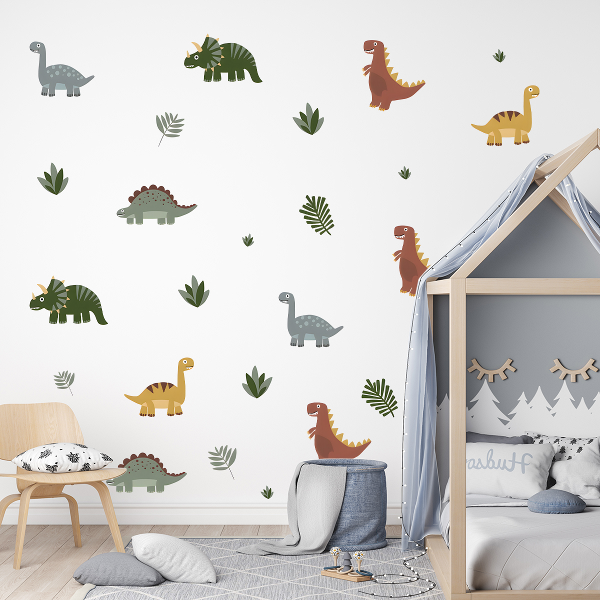 Cartoon Cute Dinosaur Leaf Ani - Baby Nursery Wall Decals avis et prix