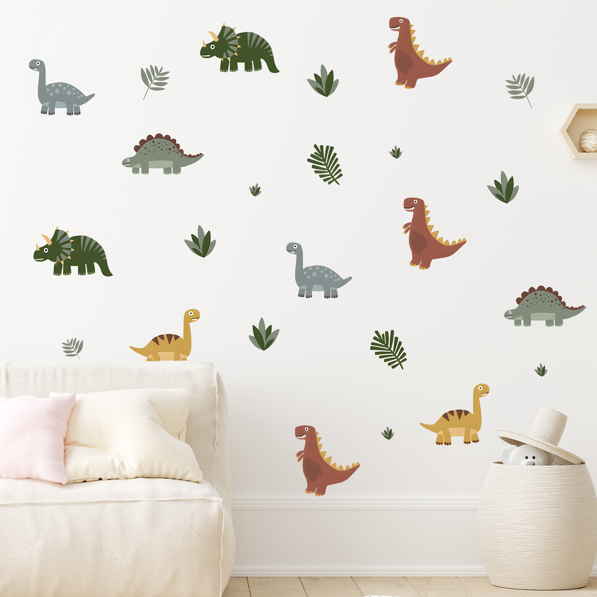 Cartoon Cute Dinosaur Leaf Ani - Baby Nursery Wall Decals avis et prix