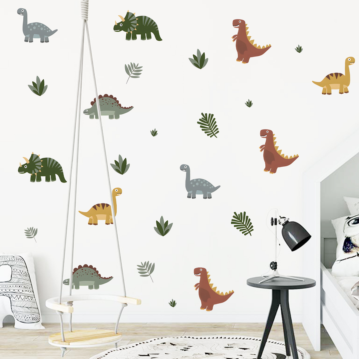 Cartoon Cute Dinosaur Leaf Ani - Baby Nursery Wall Decals avis et prix