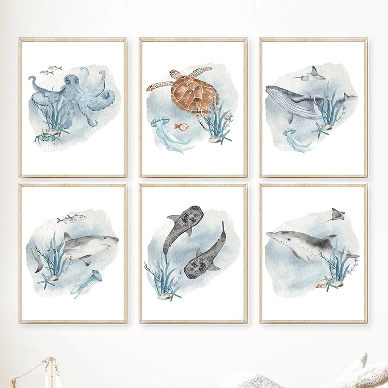 Posters And Prints Whale Fish  - Baby Nursery Animal Prints avis et prix