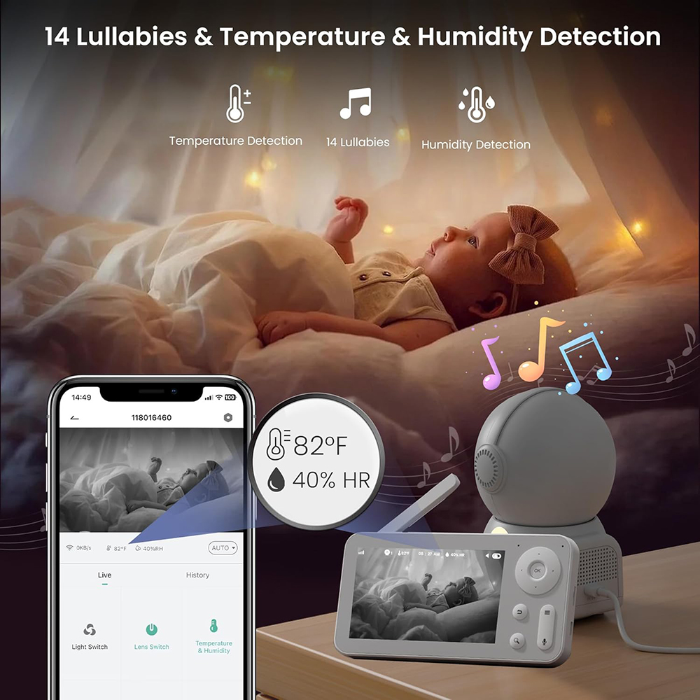 2K Baby Monitor with 2 Cameras - Baby Nursery Mobile avis et prix