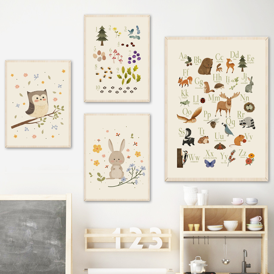 1pc frameless Cute Rabbit Fox  - Baby Nursery Animal Prints avis et prix