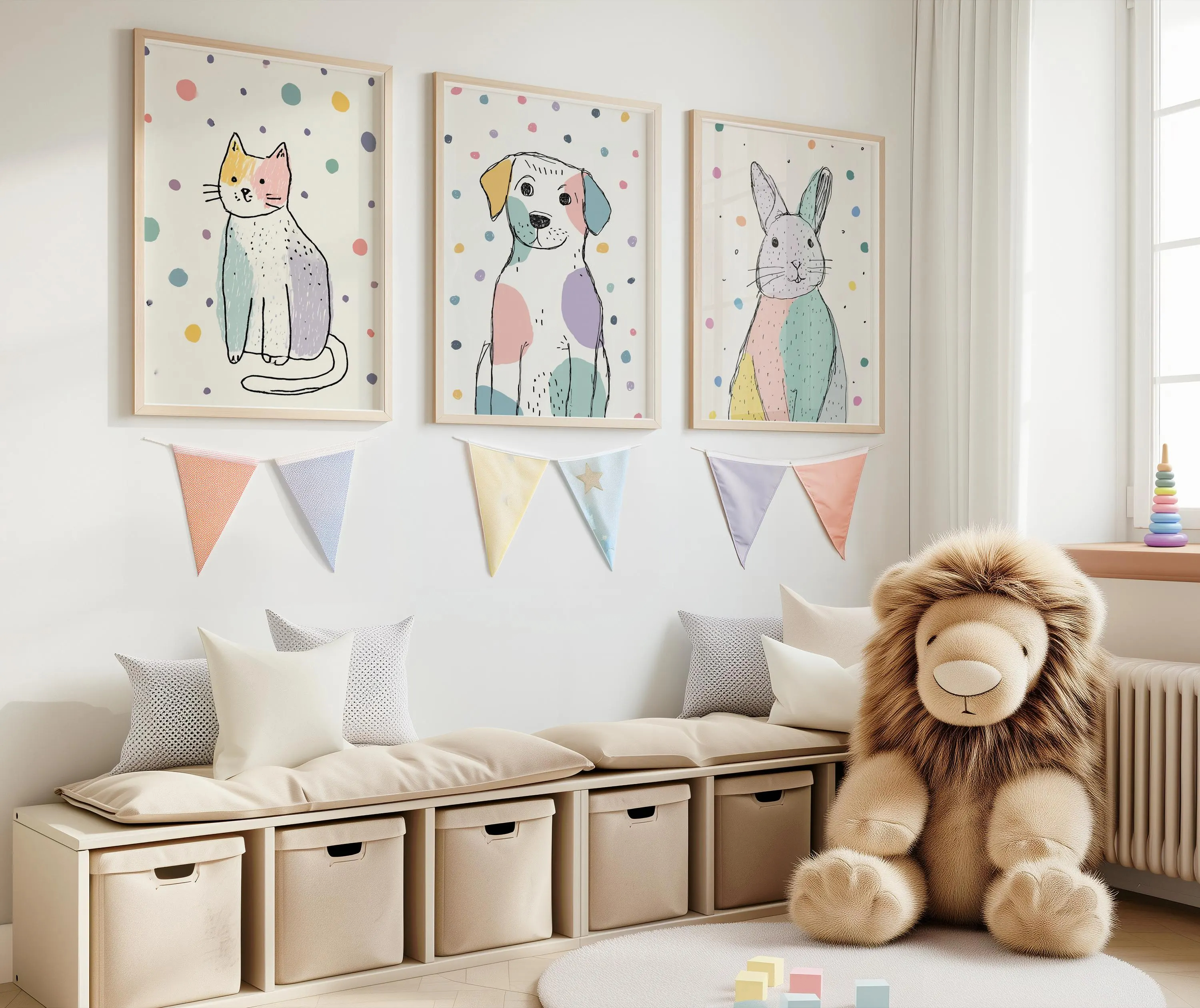 3pcs (No frame),3Pcs Pet Pals  - Baby Nursery Prints avis et prix