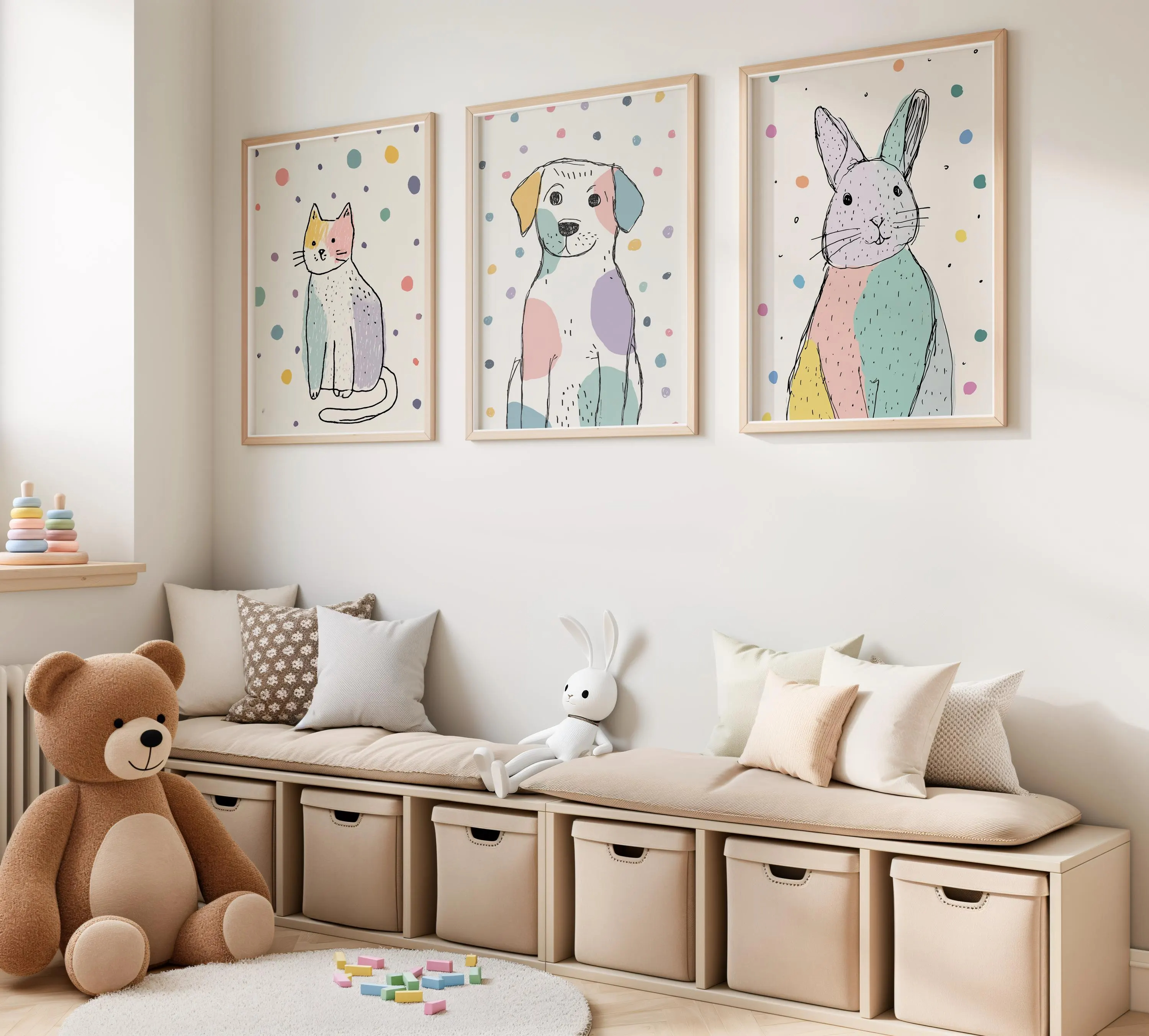 3pcs (No frame),3Pcs Pet Pals  - Baby Nursery Prints avis et prix